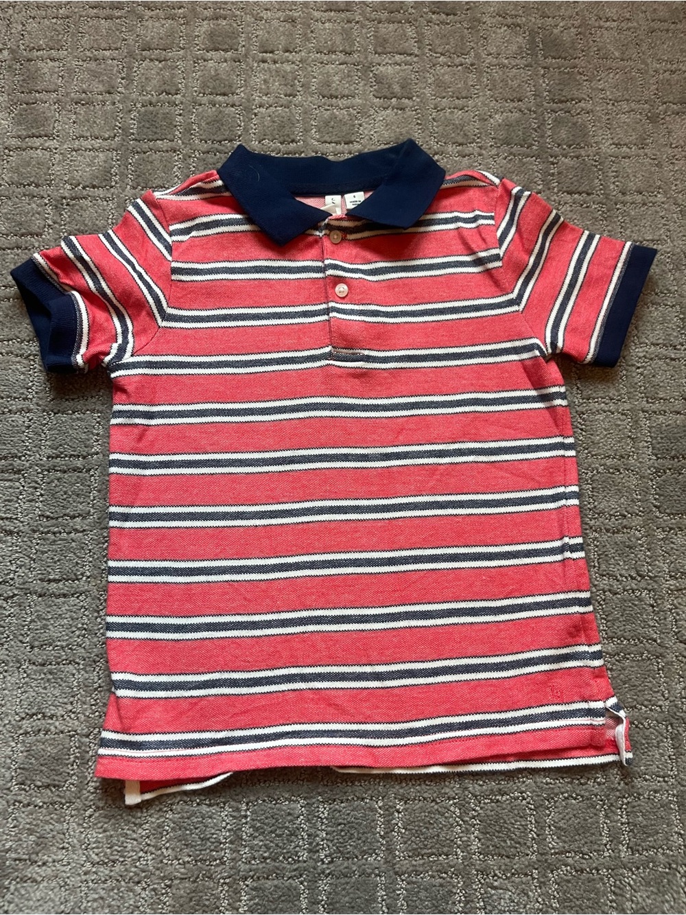 Kids Janie & Jack Striped Polo Shirt - Salmon & Navy